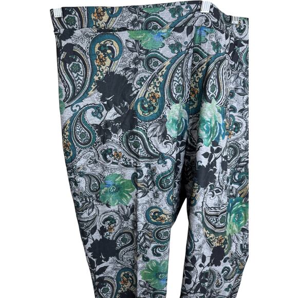 Susan Graver Printed Regular  Ponte Slim Leg Ankle Pants Dark Jade 3X NWOT - Picture 3 of 12